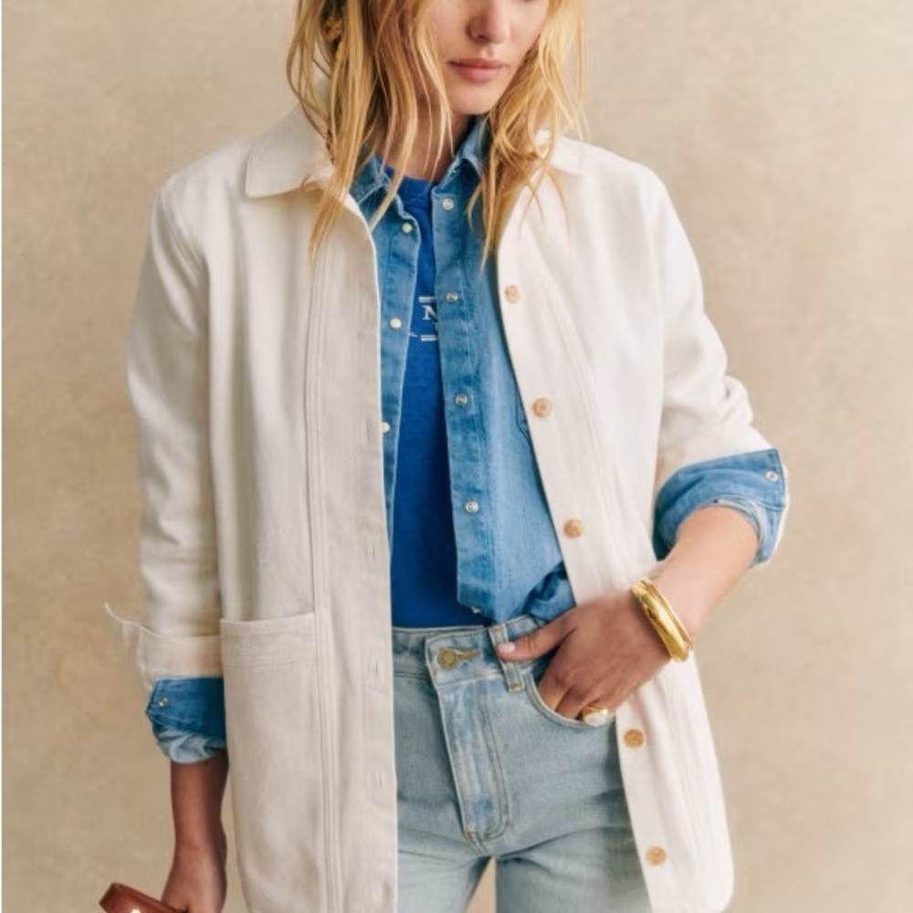 Sezane Cream Utility Jacket